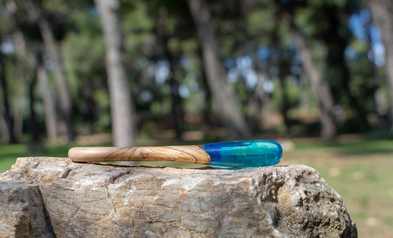 Wooden Epoxy Resin Comb with Handle Wooden Hair Comb with Ariel Mermaid Design