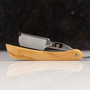 Handmade Olive Wood Straight Shaving Razor