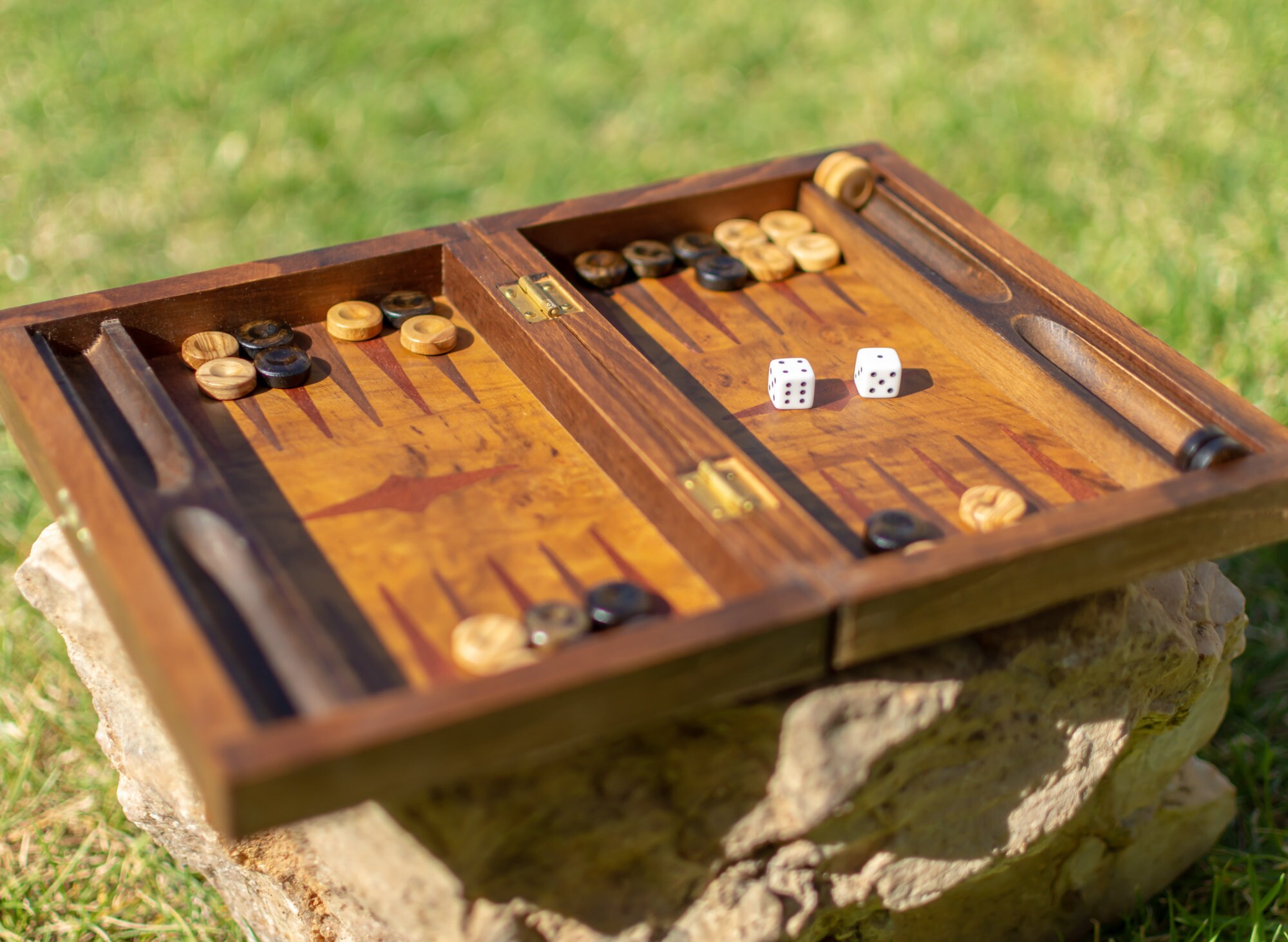 Unique Olive Wood Backgammon and Chess Board Game Set Medium