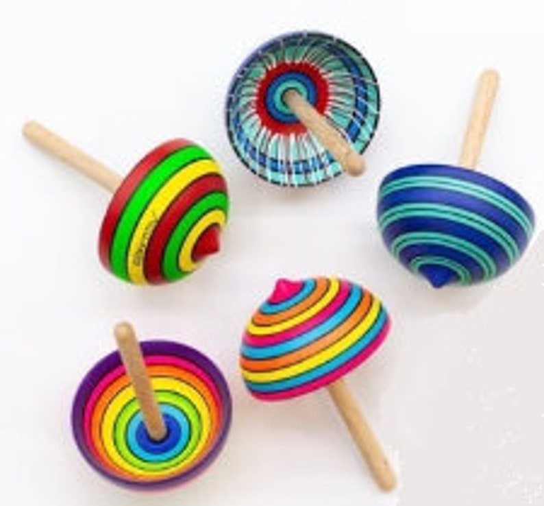 Wooden Spinning Tops Handmade Spinning Tops Handcrafted Etsy