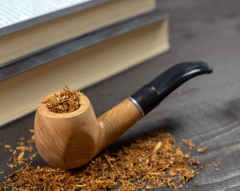 Elegante pipa da fumo per tabacco in legno di oliva / Pipa in legno fatta a mano