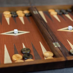 Wooden Backgammon Set | Mahogany Wood| Medium Size | Wooden Handmade Greek Tavli | Special Wooden Gifts | Christmas gift | Gift