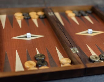A&A 16 inch Deluxe 3 in 1 Wooden Backgammon Set-Chess Set with Checkers