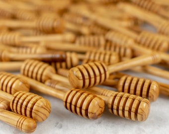 Handmade Olive Wood Honey Dipper  - Natural Wooden Honey Drizzler - Beekeeper Gift - Kitchen accessory