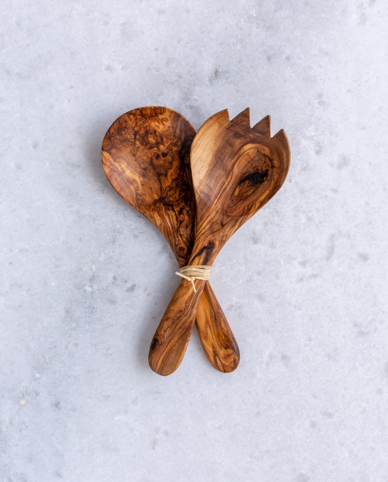 Handmade Salad and Rice Servers Made of Olive Wood Unique Etsy