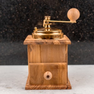Olive Wood Coffee Grinder Antique Style | Handmade Wooden Coffee Mill | Special Cofee Lovers gifts
