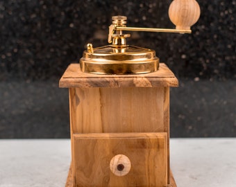 Olive Wood Coffee Grinder Antique Style | Handmade Wooden Coffee Mill | Special Cofee Lovers gifts