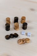 Handmade Wooden Backgammon Checkers | Checkers for Greek Tavli 30 pcs - Mini