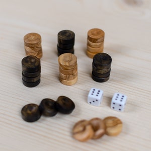 Handmade Wooden Backgammon Checkers | Checkers for Greek Tavli 30 pcs - Mini
