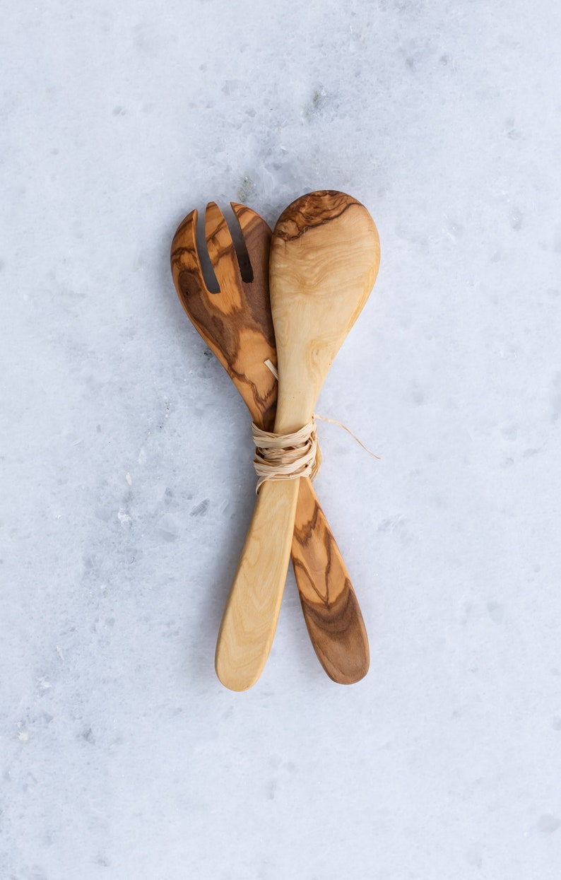 MadeOfOliveWood Salad Servers