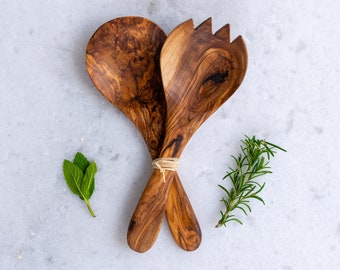 Handmade Salad and Rice Servers Made Of Olive Wood | Unique Kitchen utensils