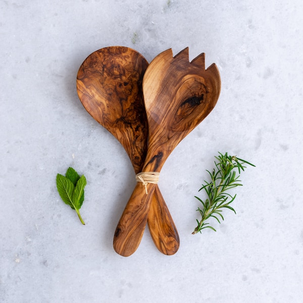 Handmade Salad and Rice Servers Made Of Olive Wood | Unique Kitchen utensils