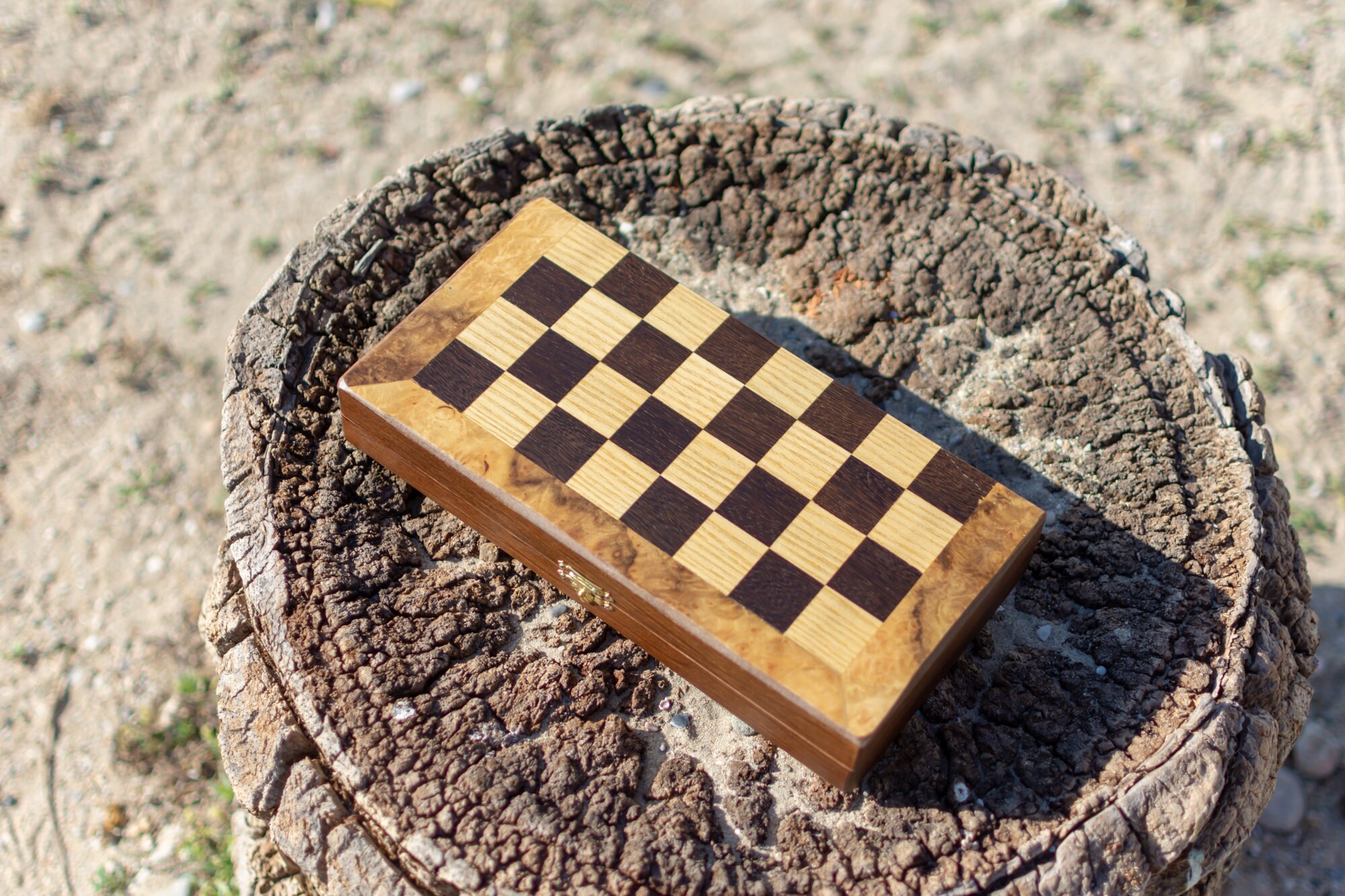 Unique Olive Wood Backgammon and Chess Board Game Set Medium