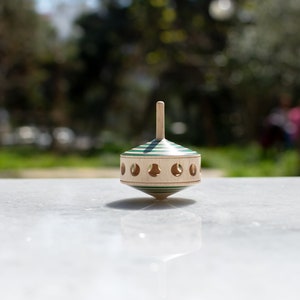 Wooden Spinning Top | Handmade Spinning Top | Handcrafted wooden Toy For Kids in Green Color Combinations