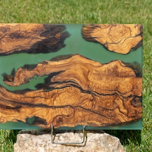 Beautiful Wooden Epoxy Resin Serving Board in Unique MadeOfOliveWood design