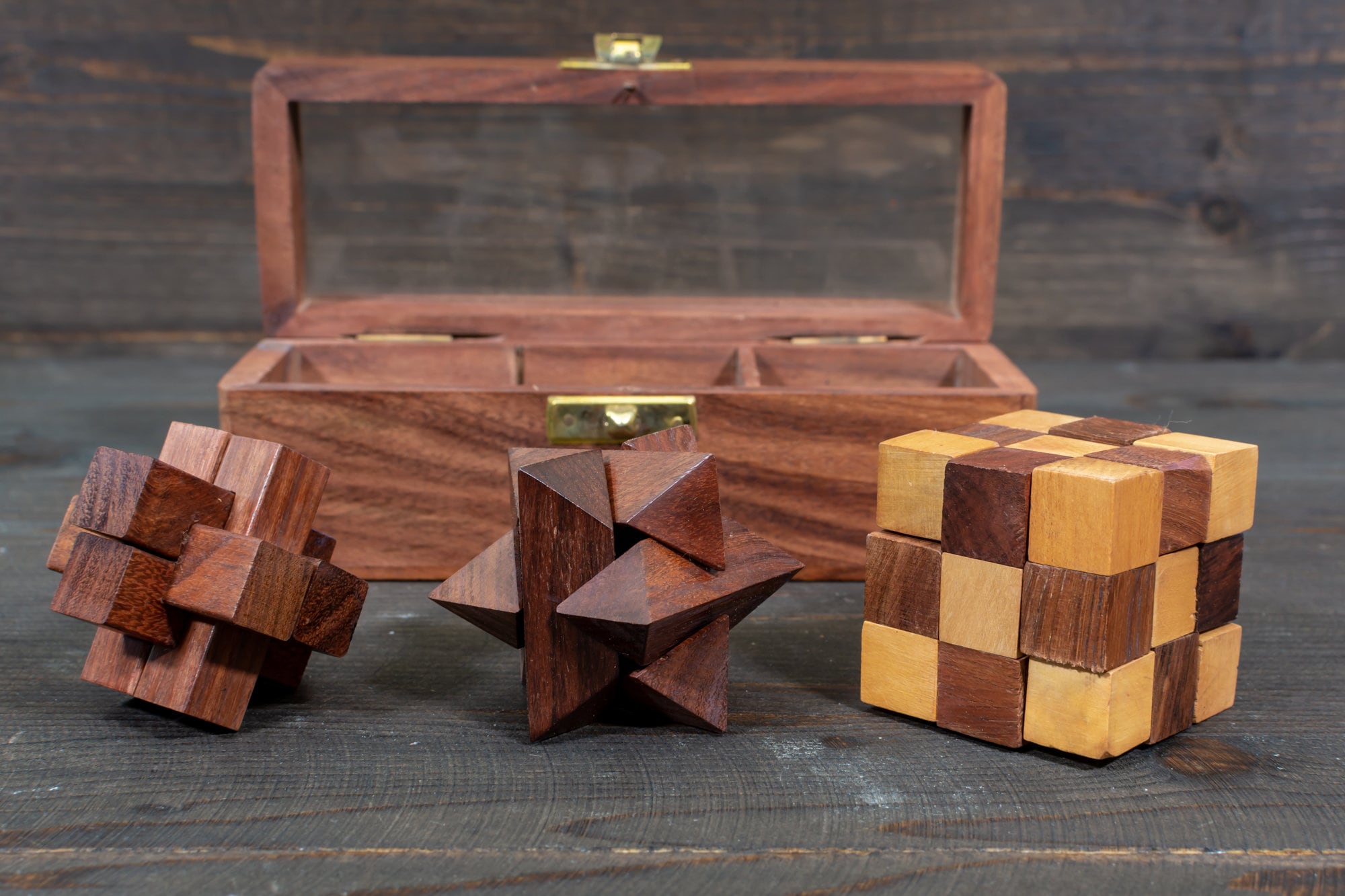 Wooden Brain Teaser Puzzles for Adults | Wooden Puzzle Box Set - Etsy