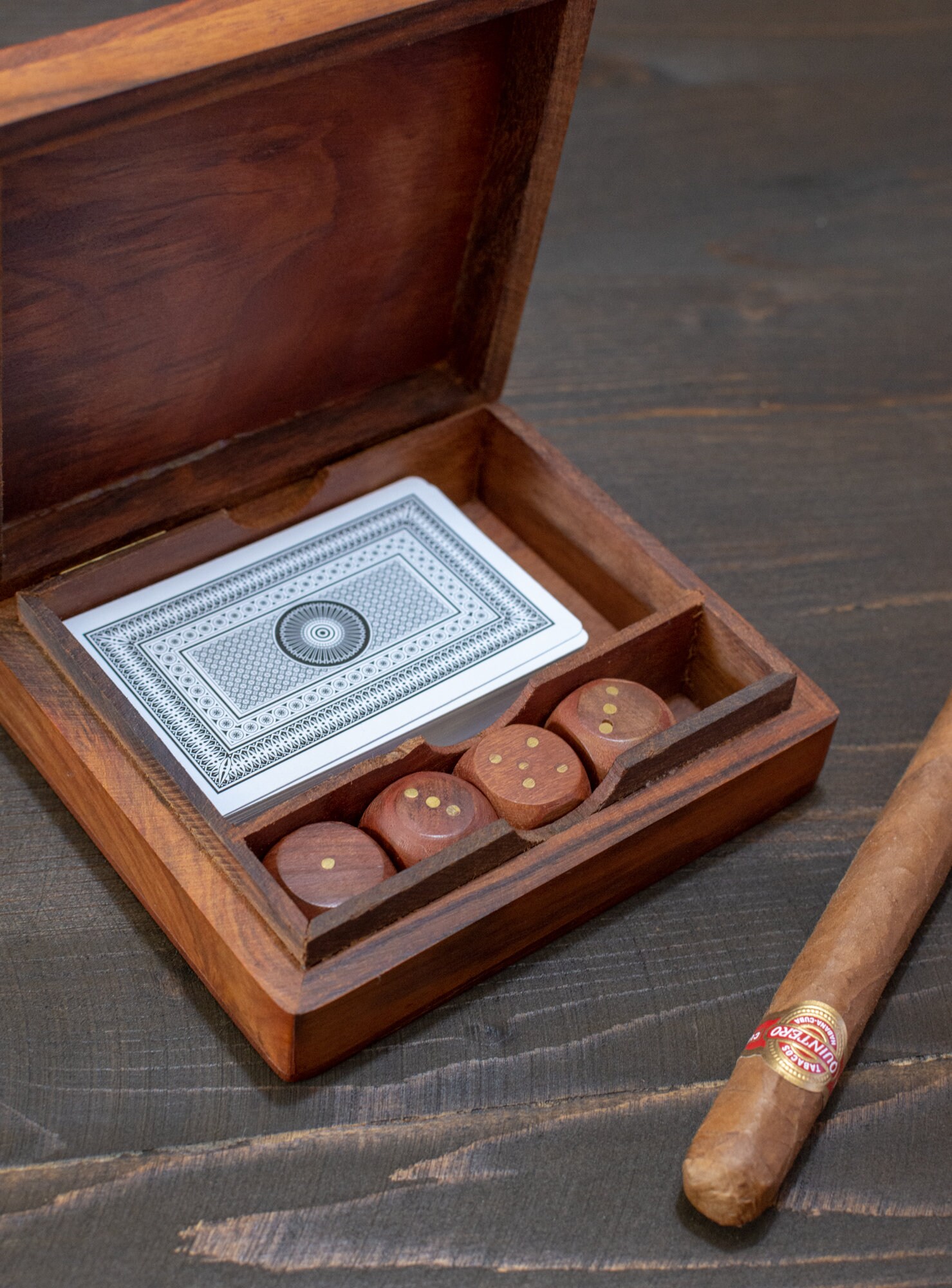 Wooden Box for Playing Cards Card Box & Dice Set Handmade Etsy