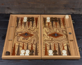 オリーブの木から作られたプレミアムシリーズのバックギャモンゲーム
