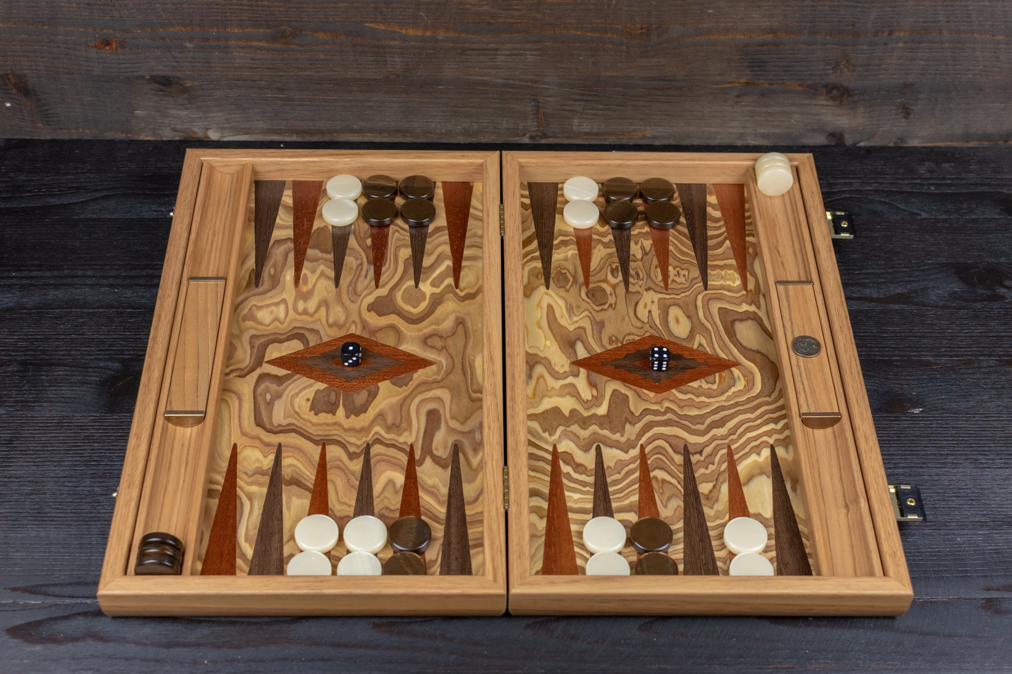 Unique Olive Wood Backgammon and Chess Board Game Set Medium