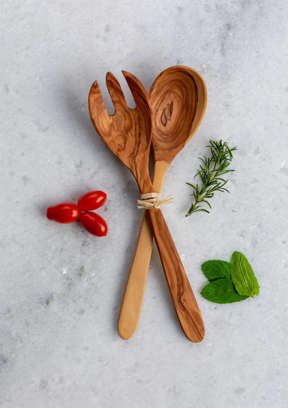 Handmade Wooden Salad Servers Made of Fine Olive Wood Salad Etsy