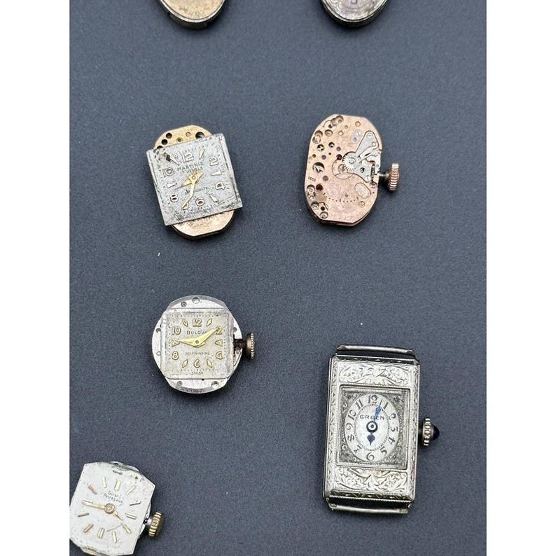 Wrist Watch Movement lot of 25 Elgin Bulova Steampunk Mechanical Swiss image 12