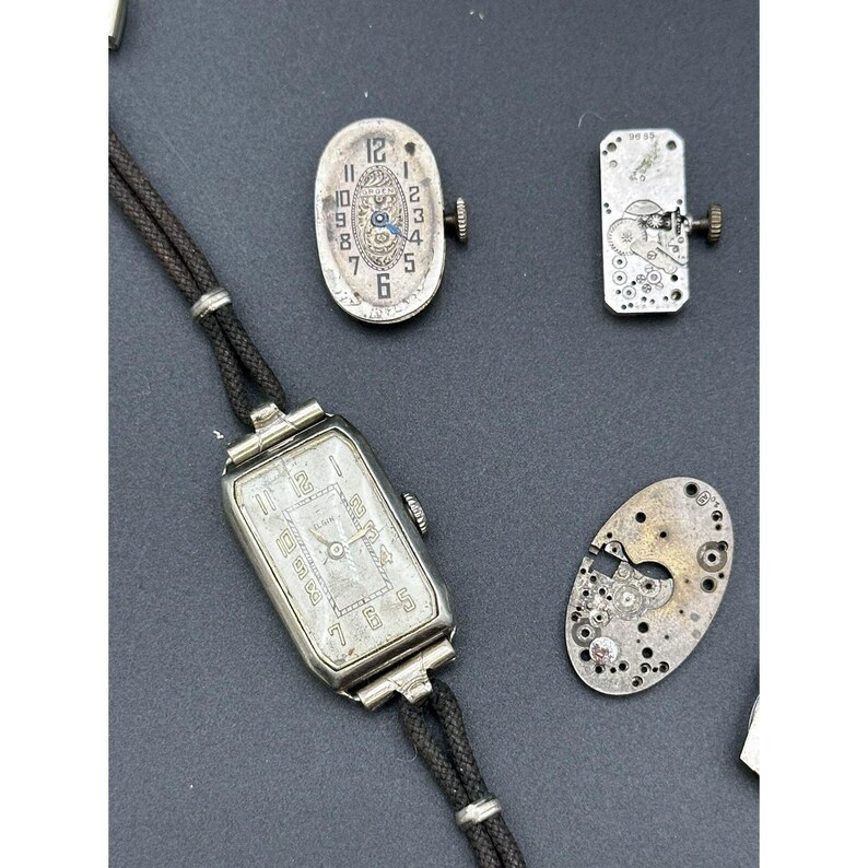 Wrist Watch Movement lot of 25 Elgin Bulova Steampunk Mechanical Swiss image 11