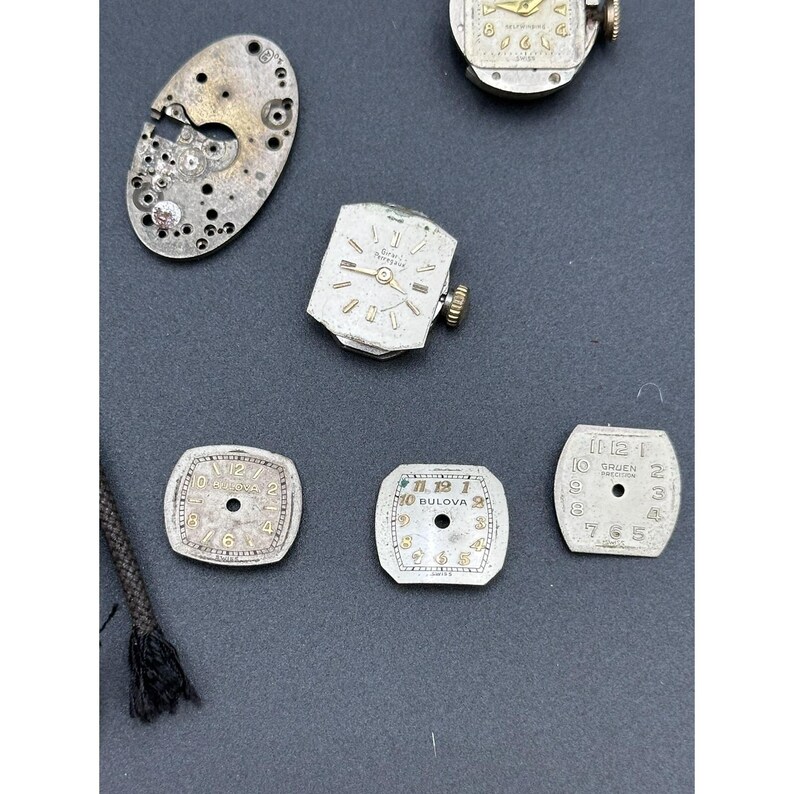 Wrist Watch Movement lot of 25 Elgin Bulova Steampunk Mechanical Swiss image 13