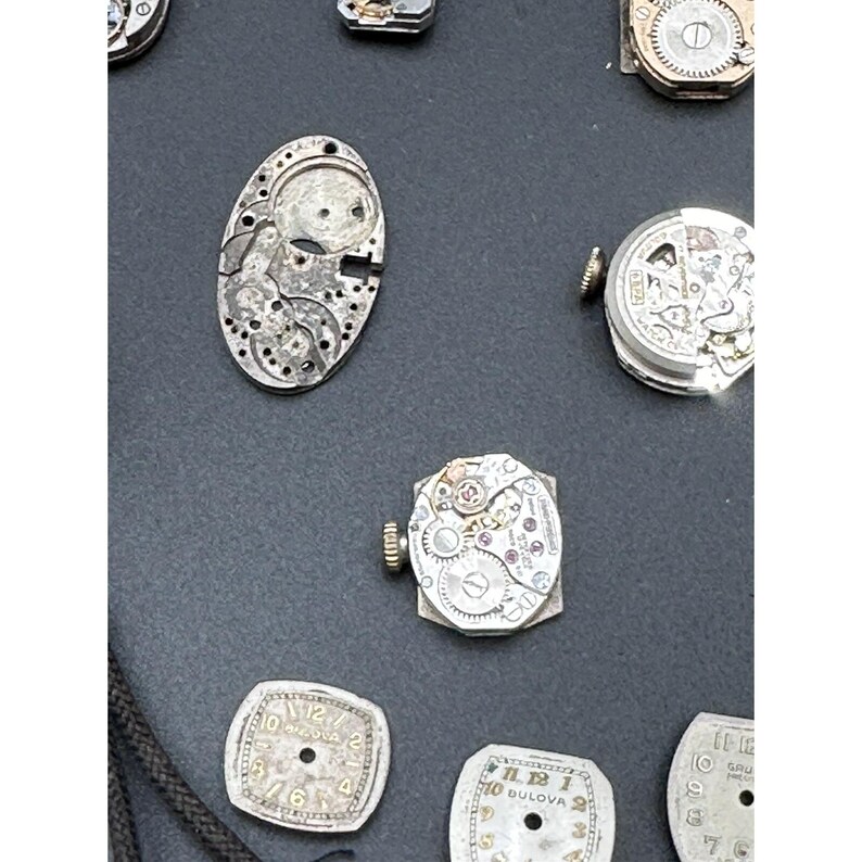 Wrist Watch Movement lot of 25 Elgin Bulova Steampunk Mechanical Swiss image 5