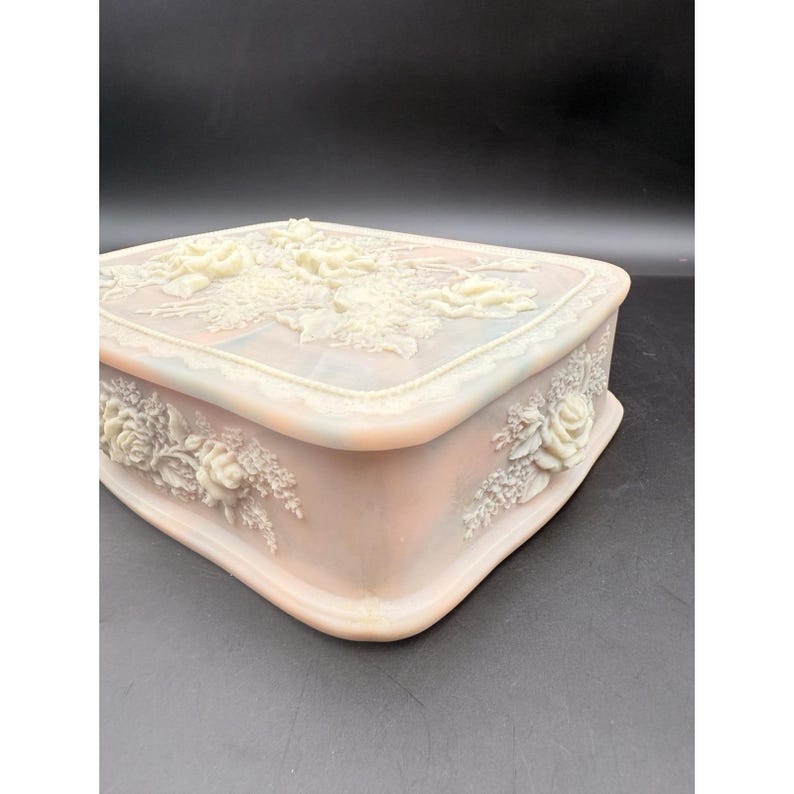 Pink Incolay Box Vintage INCOLAY Pink Stone Flower Bouquet Jewelry Trinket Box - Etsy