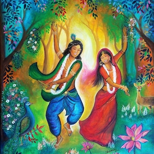Radha Krishna Malerei | Die göttliche Leela