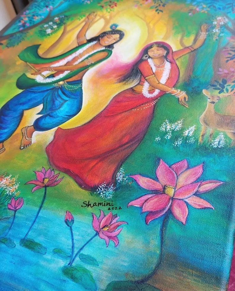 Radha Krishna Painting the Divine Leela Etsy