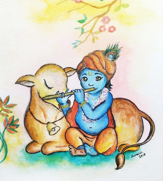 Baby Krishna Painting gopala - Etsy Baby Krishna Painting gopala - Etsy