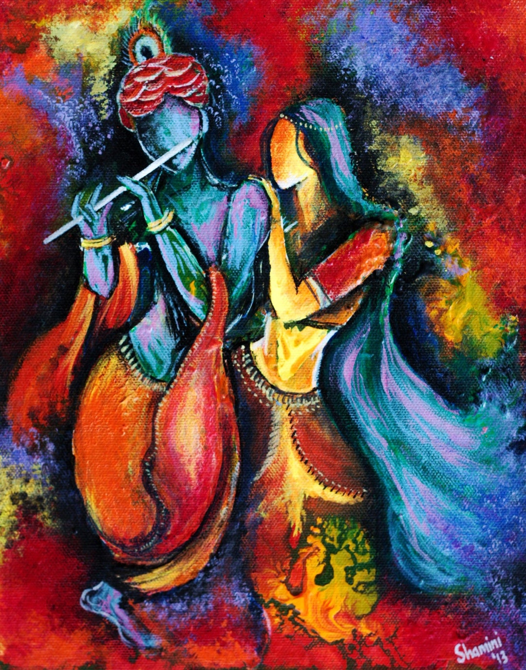 The Divine Romance Radha Krishna Painting Canvas or Paper Etsy