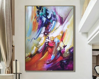 オリジナルの抽象画、現代抽象アート、大型抽象画、手描きの