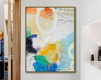 Large Original Hand painted canvas art, Abstract painting, Wall Art painting, Home decor painting, Modern texture oil painting, Blue art