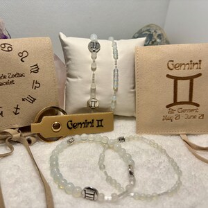 Gemini Air Element Bracelet set, Zodiac Beaded Bracelet, Handmade Horoscope Gift