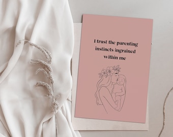 Printable Affirmations For Motherhood, Affirmations For Moms, Positive Motherhood Affirmations, Gift For New Mothers, Baby Shower Gift