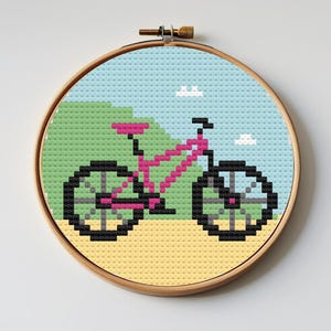 ENDAST PDF-korsstygnsmönster. Mountainbike, Utomhusscen för berg,