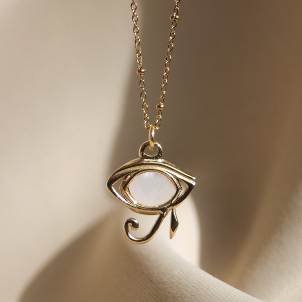 Mother of Pearl Eye of Ra Necklace