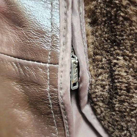 Berman's Vintage Leather Jacket Faux Fur Lined Br… - image 10