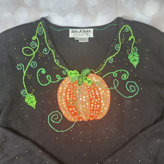 Jack B. Quick Vintage Pumpkin and Vine Black Swea… - image 1