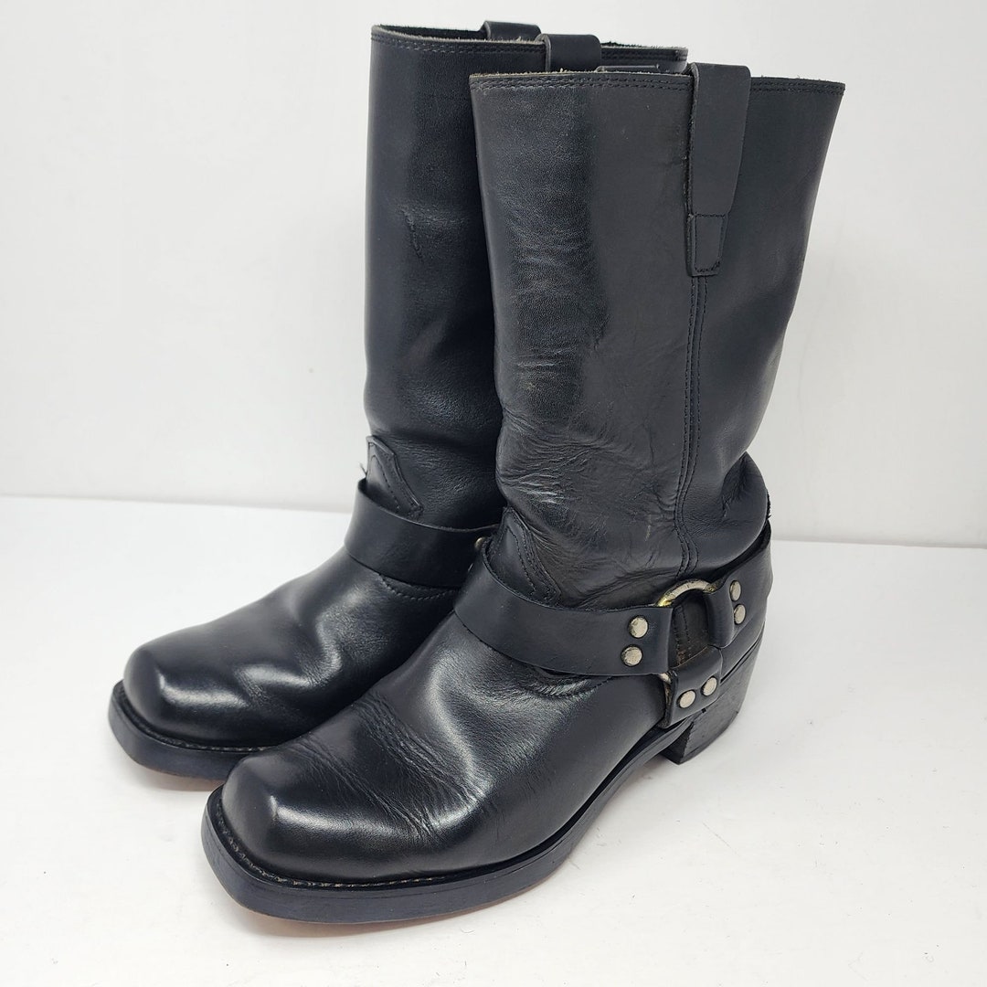 Vintage Landis Black Leather Engineer Boots Men's 10 Etsy