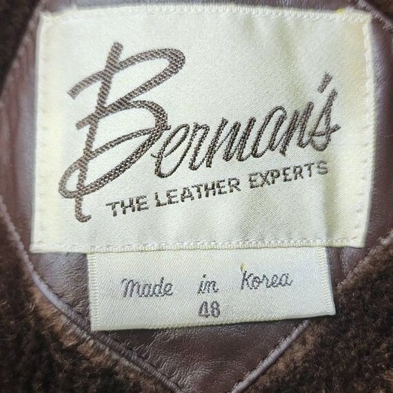 Berman's Vintage Leather Jacket Faux Fur Lined Br… - image 8
