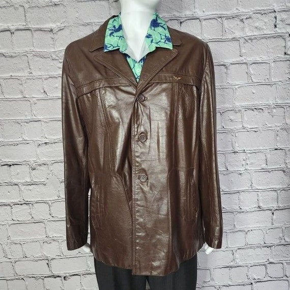 Berman's Vintage Leather Jacket Faux Fur Lined Br… - image 2
