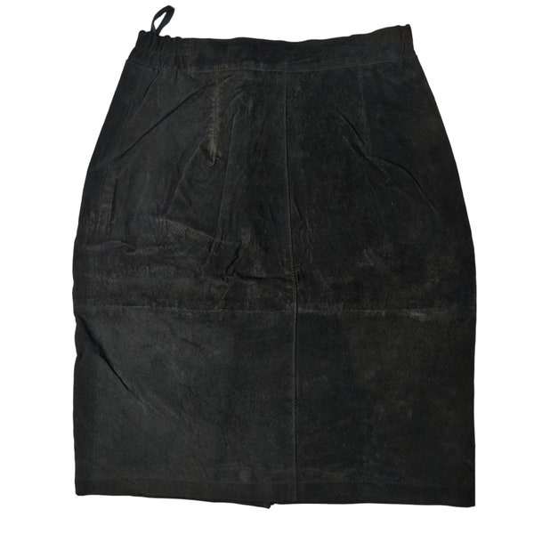 Pelle Vintage Black Suede Leather Skirt, Women's 10 NWT