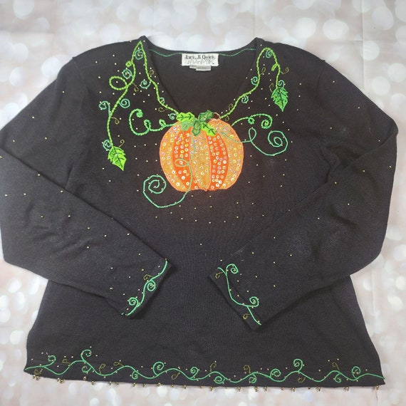 Jack B. Quick Vintage Pumpkin and Vine Black Swea… - image 2