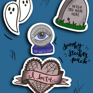 Spooky season sticker pack, Pack of four, Halloween stickers