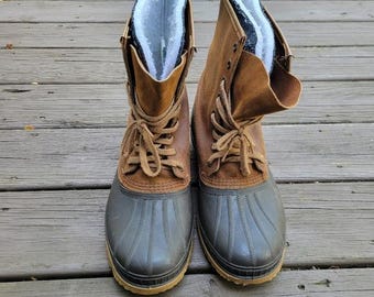 ?Vintage‎ SOREL?Brown Suede Winter Pac Boots Made in USA Size 9 Steel Shank Vintage 90s Ice Pac Sorel Brown Roughout Suede Leather Duck  main image 2