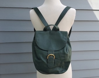 RARE Vintage 90s Coach SoHo 4134 Bottle Green Leather Back Sac Backpack