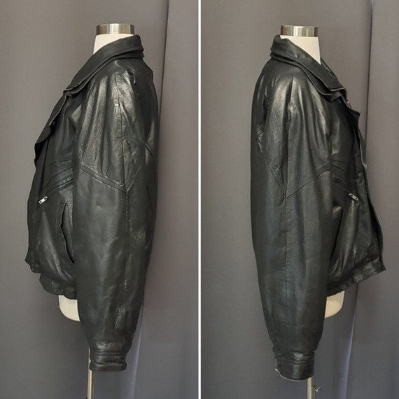 Vintage 90s Y2k Black Leather Aviator Flyboy Flight Vintage 90s Y2k Black Leather Aviator Flyboy Flight